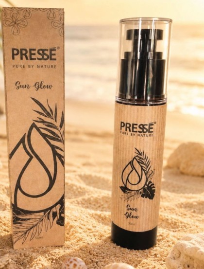 Pressé Sun Glow pump bottle and kraft box